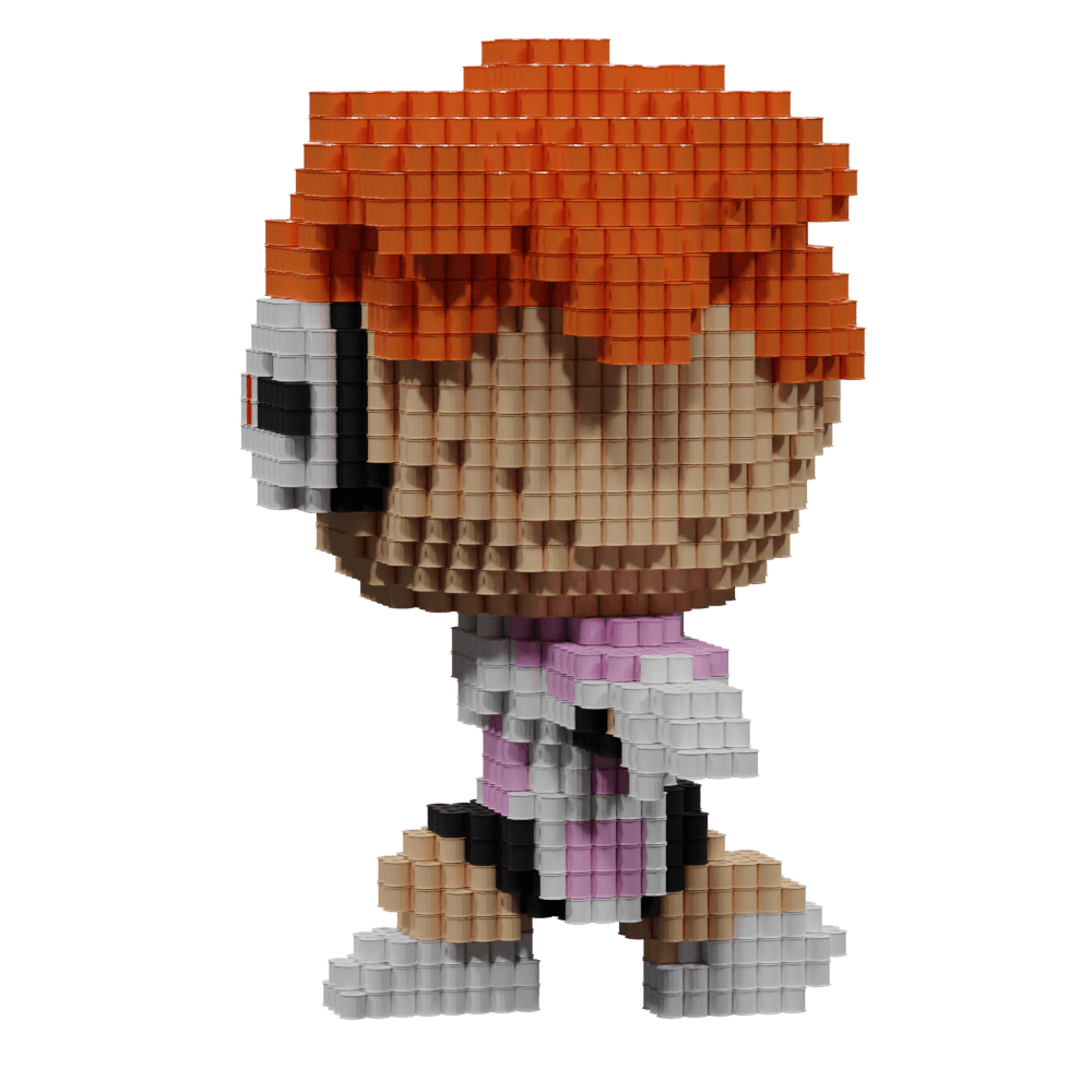 Patrón Recoome Dragon Ball fusebeads 3D - Estilo Funko Pop con cabello naranja característico y uniforme Ginyu Force