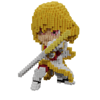 Patrón Cha Hae-in Solo Leveling fusebeads 3D - Vista frontal con espada y armadura cazadora S-Rank