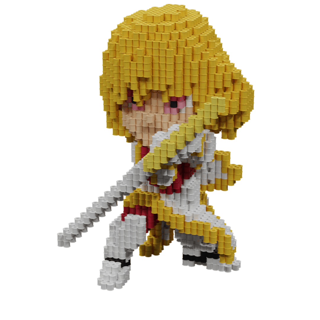 Patrón Cha Hae-in Solo Leveling fusebeads 3D - Vista frontal con espada y armadura cazadora S-Rank