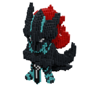 Patrón Igris Sombra Solo Leveling fusebeads 3D - Vista trasera épica con capa roja flotante y armadura negra detallada