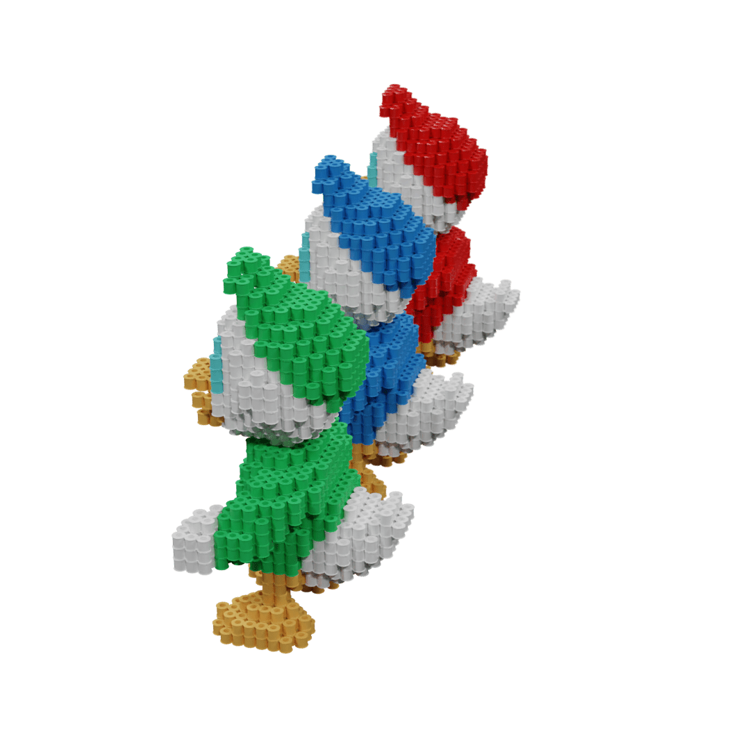 Patrón Sobrinos Pato Donald Disney fusebeads 3D - Huey, Dewey y Louie en formación vertical con gorros de marinero